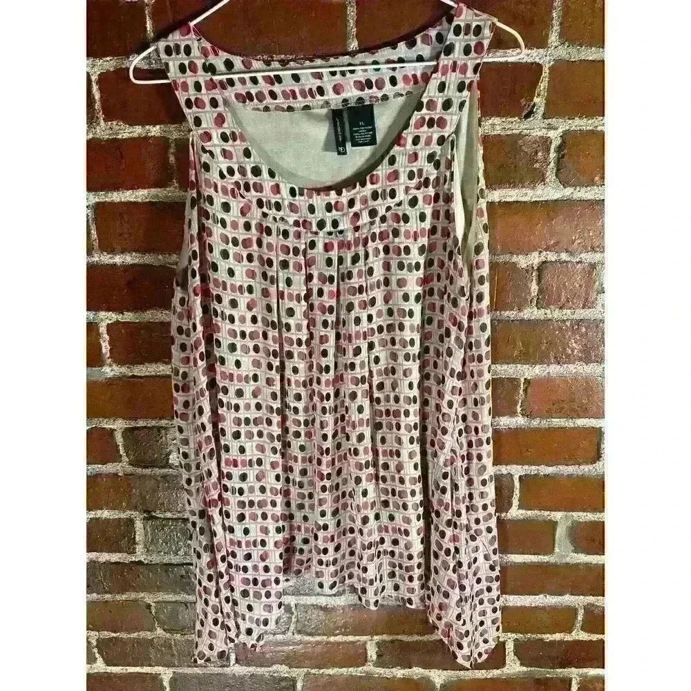 New Directions, Polka Dot Sleeveless Blouse, Size XL